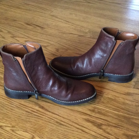 Franco Sarto brown leather side zip ankle boots - Picture 5 of 5